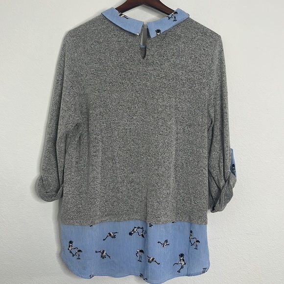 Monteau Gray Sweater With Built In Collar - Picture 5 of 6
